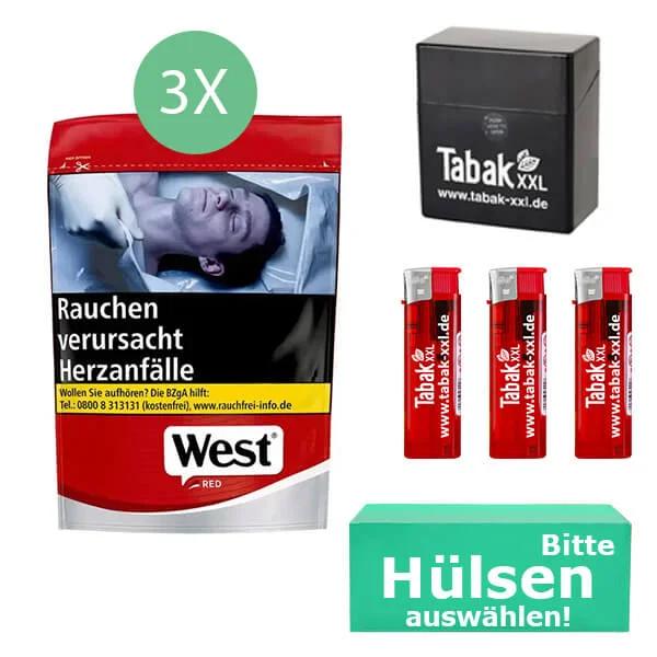 West Tabak Red L 3 x Beutel mit Hülsen