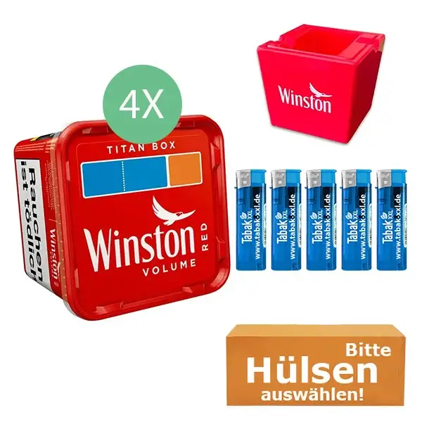 Winston Volumentabak Red 4 x Titan Box mit wählbaren Filterhülsen 