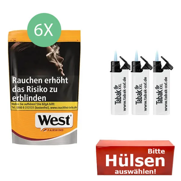6xwest_yellow_hulsen 6 x West Yellow mit Sturmfeuerzeugen