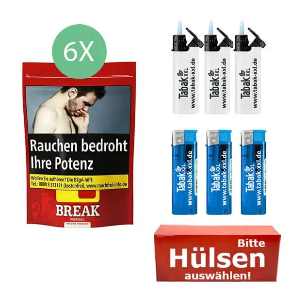 Break Original Volumentabak 6 x Beutel mit wählbaren Filterhülsen 