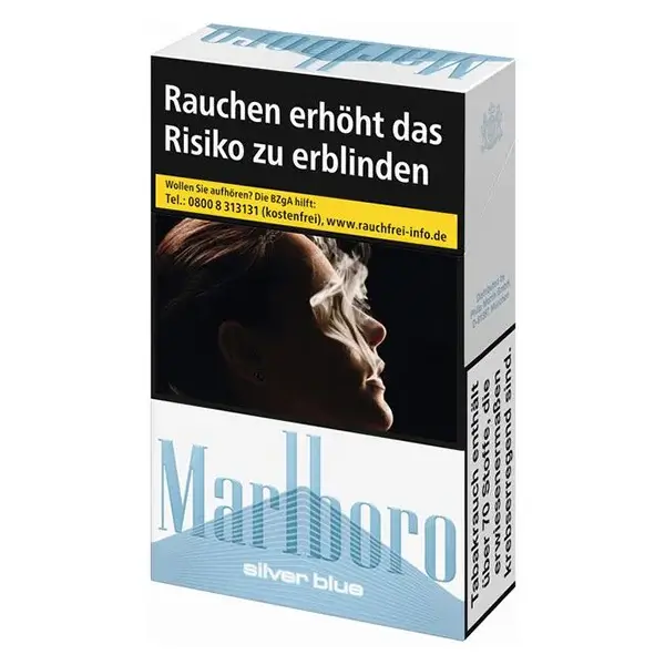 Die Marlboro Silver Blue Zigaretten im Original PAck.