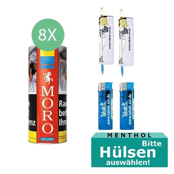 Moro Tabak Rot XL 8x Dose mit wählbaren Hülsen Moro Tabak Rot XL 8x Dose mit wählbaren Hülsen