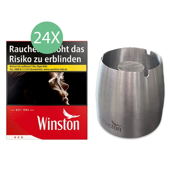 24x Winston Zigaretten Red 5XL 1x Metallaschenbecher