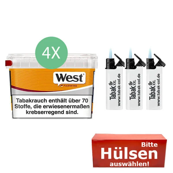 West Tabak Yellow 4 x Mega Box mit wählbaren Hülsen West Tabak Yellow 4 x Mega Box mit wählbaren Hülsen