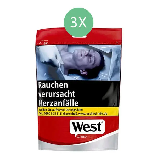 West Tabak Red L 3 x Beutel mit Zubehör