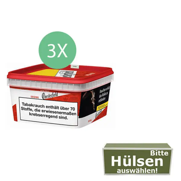 Chesterfield Tabak Red 3 x Mega Box mit wählbaren Filterhülsen