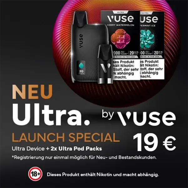 Vuse Ultra Device Charcoal Black 2x Ultra Pods Bundle