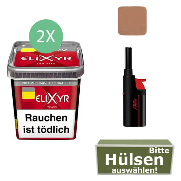 Elixyr Tabak Red 2 x Eimer mit wählbaren Hülsen mit Stabfeuerzeug Elixyr Tabak Red 2 x Eimer mit wählbaren Hülsen mit Stabfeuerzeug