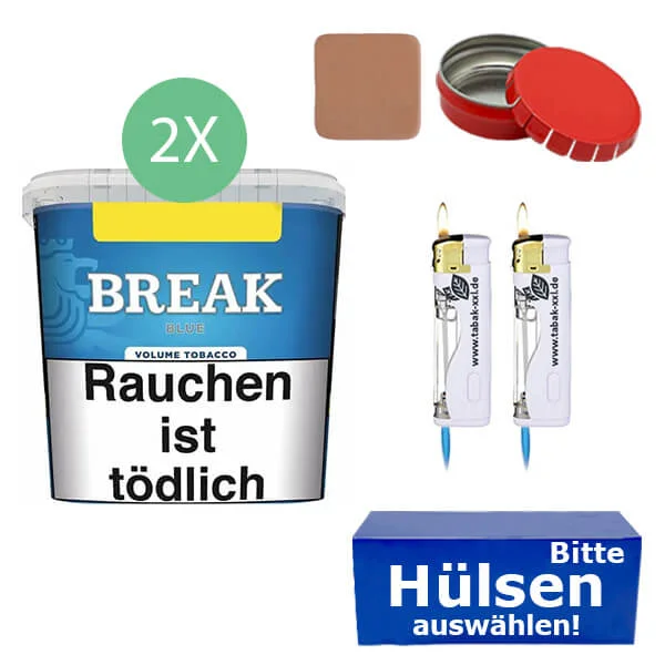 Break Tabak Blue 2 x Giga Box mit wählbaren Filterhülsen Break Tabak Blue 2 x Giga Box mit wählbaren Filterhülsen