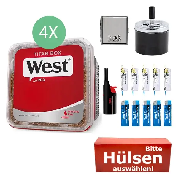 west-tabak-red-4-x-titan-box-mit-waehlbaren-huelsen-und-metalletui west-tabak-red-4-x-titan-box-mit-waehlbaren-huelsen-und-metalletui