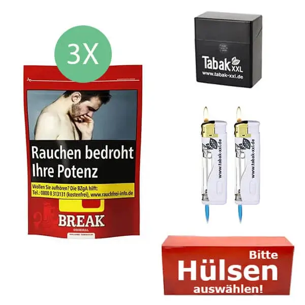 Break Original Volumentabak 3 x Beutel mit wählbaren Filterhülsen und Etui