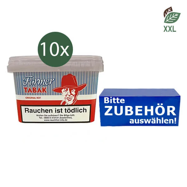 10x Farmer Pfeifentabak Eimer mit wählbarem Zubehör