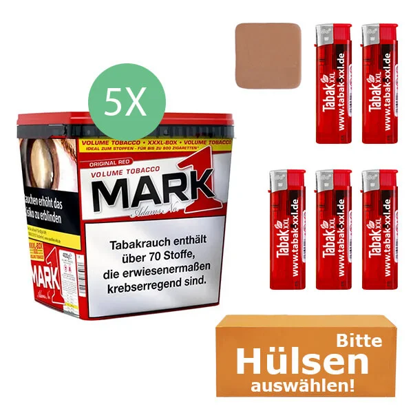 Mark 1 Tabak Red XXXL 5 x 400g Eimer mit Filterhülsen Mark 1 Tabak Red XXXL 5 x 400g Eimer mit Filterhülsen