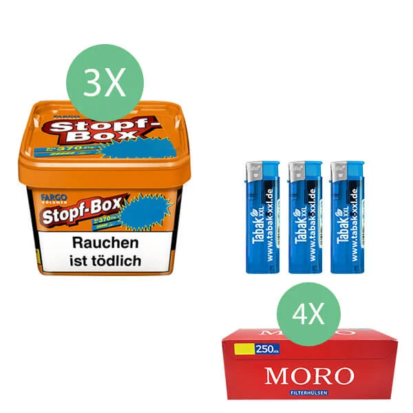 Fargo Tabak 3 x Stopf-Box mit 1000 Moro King Size Hülsen Fargo Tabak 3 x Stopf-Box mit 1000 Moro King Size Hülsen