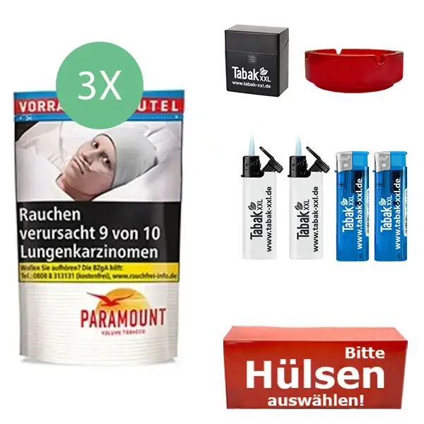 Paramount Volumentabak Red 3x Beutel mit wählbarem Zubehör und Aschenbecher 