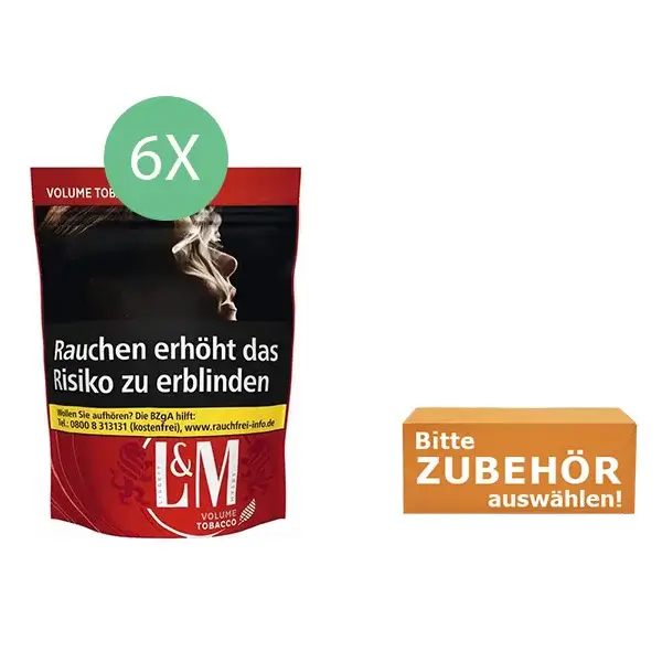 L & M Tabak 6 x Beutel mit wählbarem Zubehör