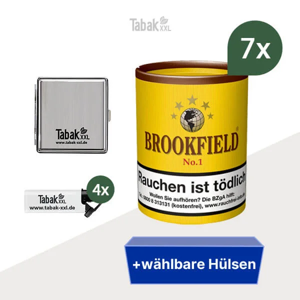 7x Brookfield Pfeifentabak No.1 Dose mit wählbaren Hülsen und Etui