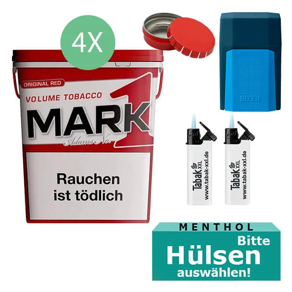 Mark 1 Tabak Red XXL 4 x Eimer mit Mini Aschenbecher