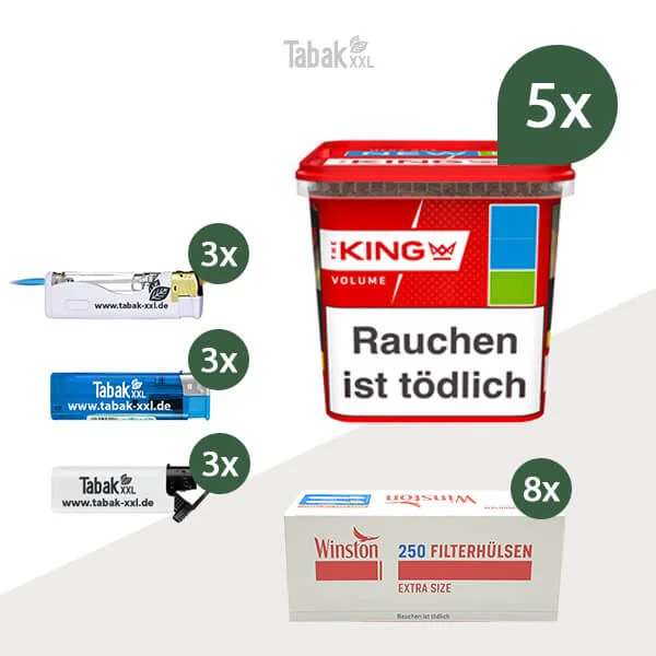 5x-king-volumentabak-blue-mit-king-size-huelsen-feuerzeugen