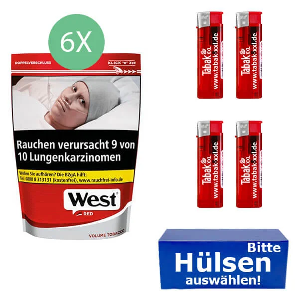 West Tabak Red L 6 x Beutel mit Hülsen