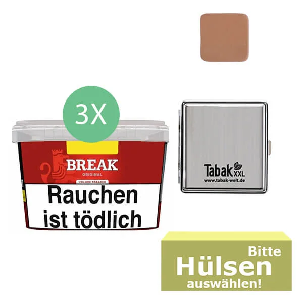 Break Tabak Red 3 x Mega Box mit wählbaren Hülsen und Metalletui Break Tabak Red 3 x Mega Box mit wählbaren Hülsen und Metalletui