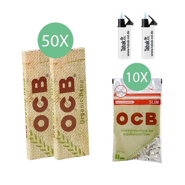 50x-ocb-blaettchen-organic-hemp-50-blatt-+-10x-ocb-organic-slim-filter-+-2x-sturmfeuerzeuge