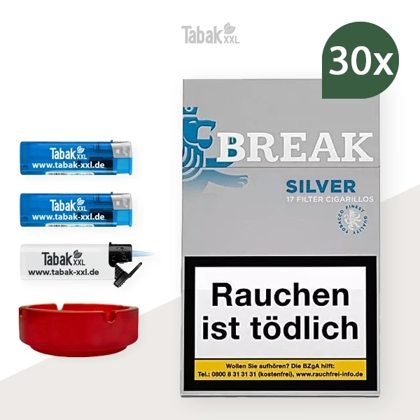 30x-break-zigarillos-silver-m-mit-filter-+-2x-elektro-feuerzeuge-+-1x-sturmfeuerzeug-+-1x-aschenbecher 30x-break-zigarillos-silver-m-mit-filter-+-2x-elektro-feuerzeuge-+-1x-sturmfeuerzeug-+-1x-aschenbecher