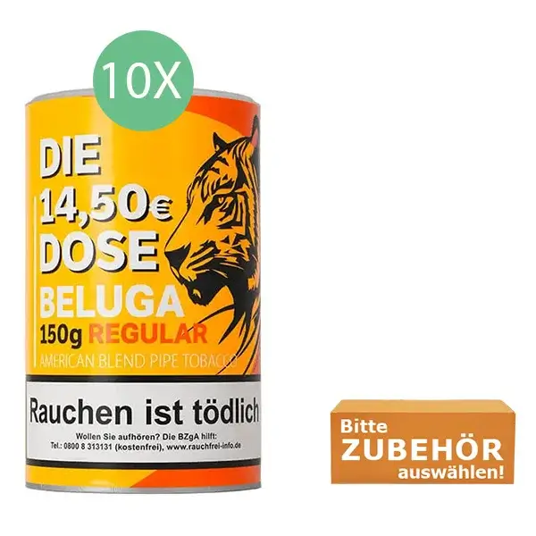 Beluga Regular Tabak 10 x Dose mit wählbaren Hülsen