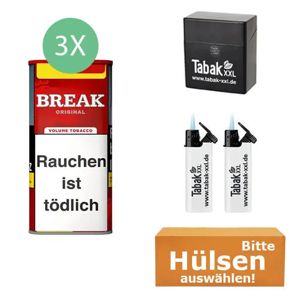 Break Tabak XXL Red 3 x Dose mit wählbaren Hülsen und Etui