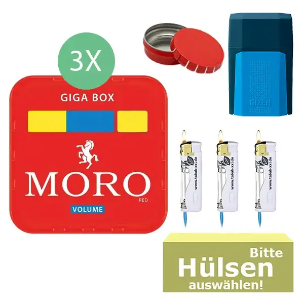 Moro Tabak 3 x Giga Box mit wählbaren Hülsen und Etui