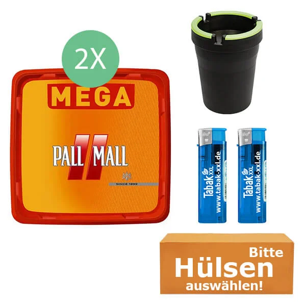 Pall Mall Tabak 2 x Mega Box mit wählbaren Hülsen und Aschenbecher Pall Mall Tabak 2 x Mega Box mit wählbaren Hülsen und Aschenbecher