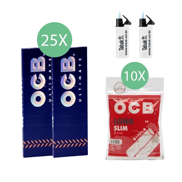 25x-ocb-blaettchen-ultimate-50-blatt-+-10x-ocb-long-slim-filter-+-2x-sturmfeuerzeuge 25x-ocb-blaettchen-ultimate-50-blatt-+-10x-ocb-long-slim-filter-+-2x-sturmfeuerzeuge