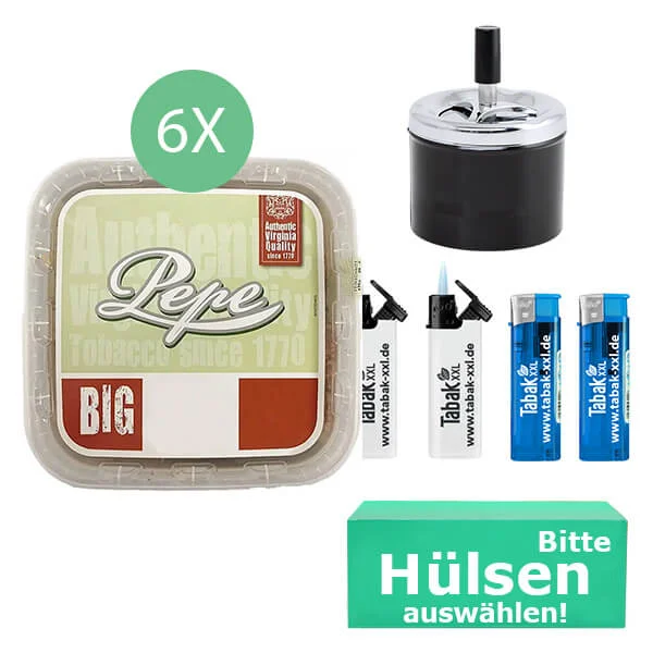 Pepe Tabak Bright Green 6 x Eimer mit wählbaren Hülsen und Drehaschenbecher Pepe Tabak Bright Green 6 x Eimer mit wählbaren Hülsen und Drehaschenbecher