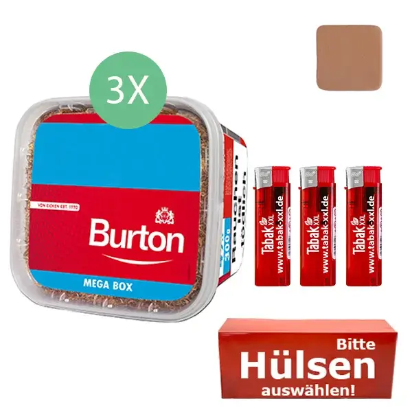 Burton Tabak Red 3 x Mega Box mit wählbaren Filterhülsen Burton Tabak Red 3 x Mega Box mit wählbaren Filterhülsen