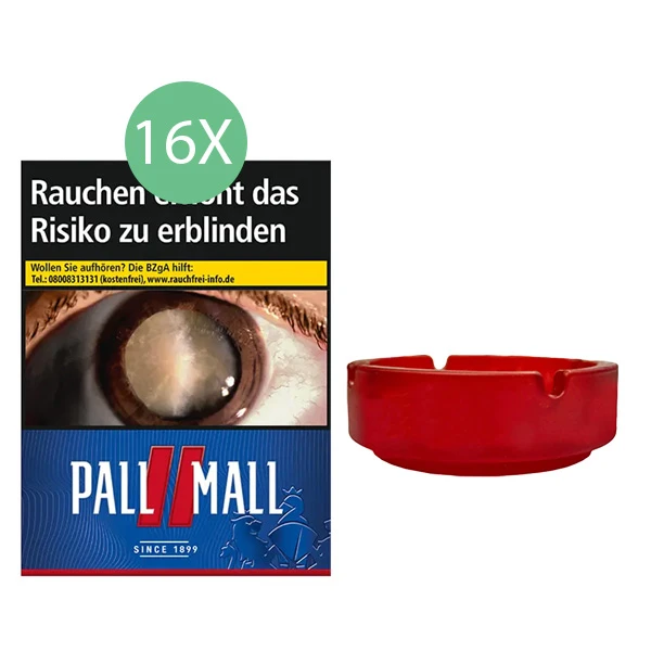 16x Pall Mall Zigaretten Red Giga + 1x Aschenbecher