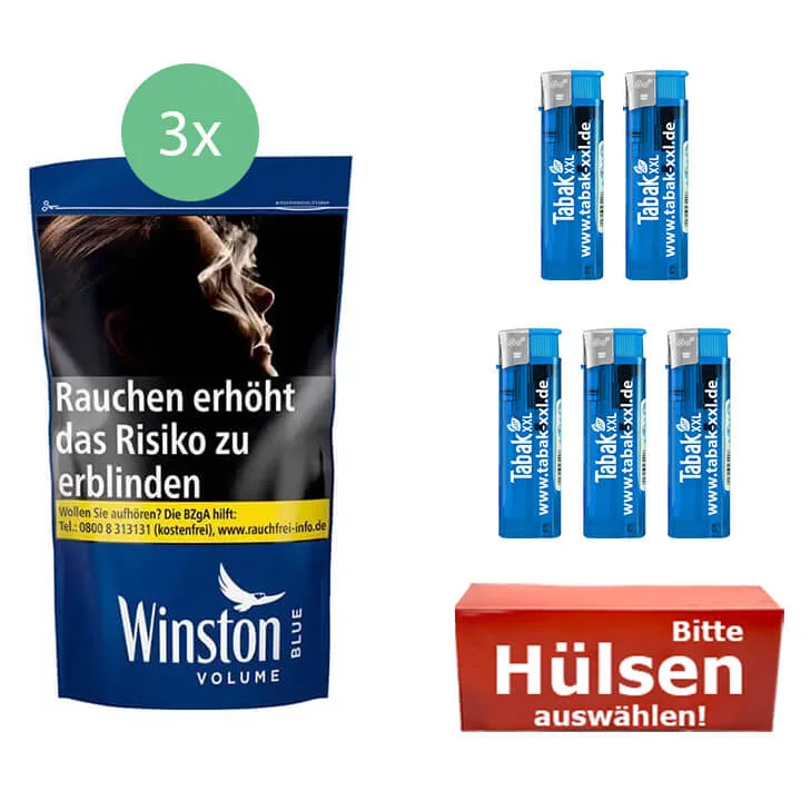 Winston Tabak Blue 3 x Beutel mit wählbaren Filterhülsen Winston Tabak Blue 3 x Beutel mit wählbaren Filterhülsen