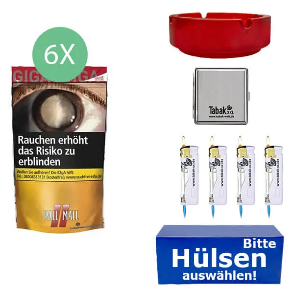 6x_pall_mall_giga_beutel_hulsen_metall_etui 6 x Pall Mall Giga Beutel mit Metall Etui