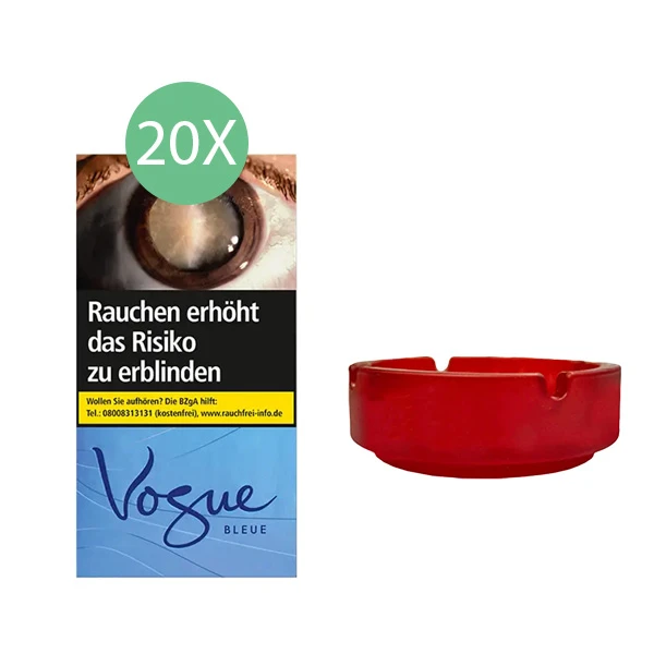 20x Vogue Zigaretten Bleue Original Pack + 1x Aschenbecher