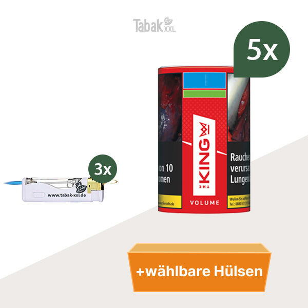 5x-king-volumentabak-dose-mit-wahlbaren-huelsen-und-ledfeuerzeug