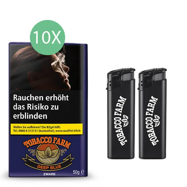 Tobacco Farm Zware Tabak 10 x Pouch mit Feuerzeugen Tobacco Farm Zware Tabak 10 x Pouch mit Feuerzeugen