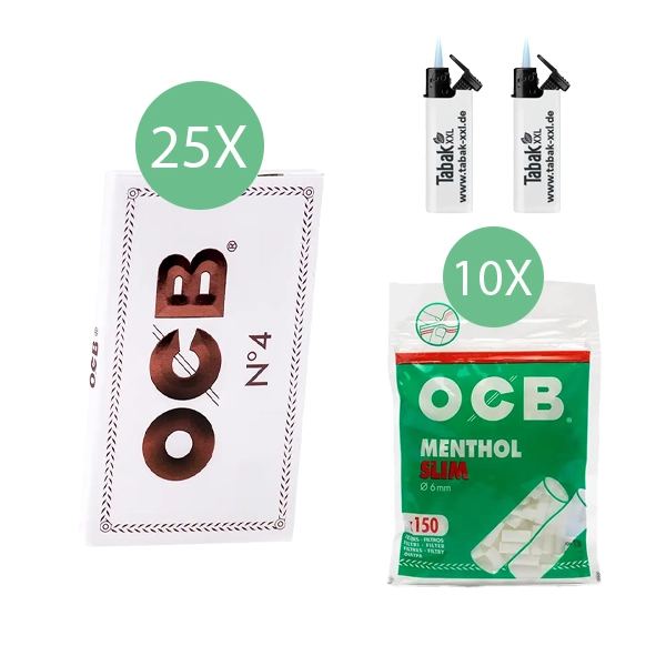 25x-ocb-blaettchen-weiss-no-4-100-blatt-+-10x-ocb-menthol-slim-filter-+-2x-sturmfeuerzeuge