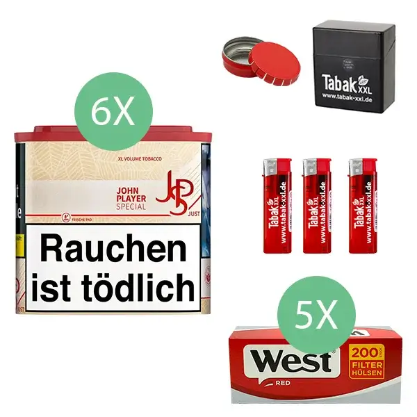 6 Jps Tabak Dosel mit West Filterhülsen