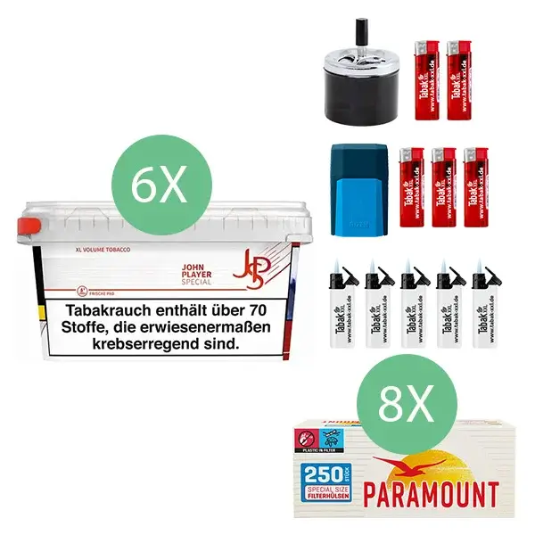 JPS John Player Tabak 6 x Mega Box mit 2000 Special Size Filterhuelsen und Etui JPS John Player Tabak 6 x Mega Box mit 2000 Special Size Filterhuelsen und Etui