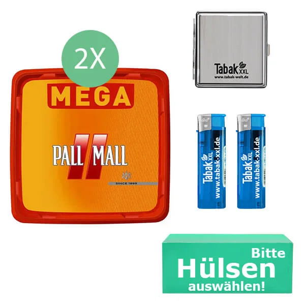 Pall Mall Tabak 2 x Mega Box mit wählbaren Filterhülsen und Etui Pall Mall Tabak 2 x Mega Box mit wählbaren Filterhülsen und Etui