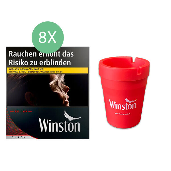 8x Winston Zigaretten Black 5XL 1x Auto-Aschenbecher