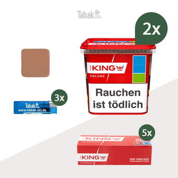 2x King Volumentabak Red Mega-Box mit 1000 King Size Filterhülsen 