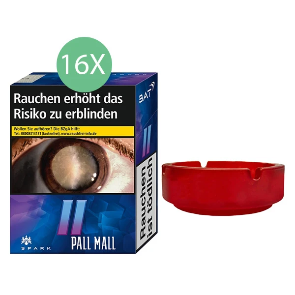 16x Pall Mall Zigaretten Spark Giga + 1x Aschenbecher