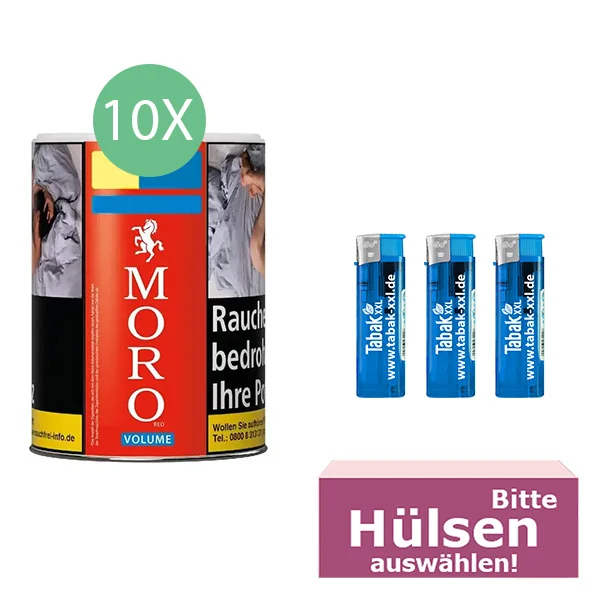 Moro Volumentabak Rot 10x Dose mit wählbaren Filterhülsen Moro Volumentabak Rot 10x Dose mit wählbaren Filterhülsen