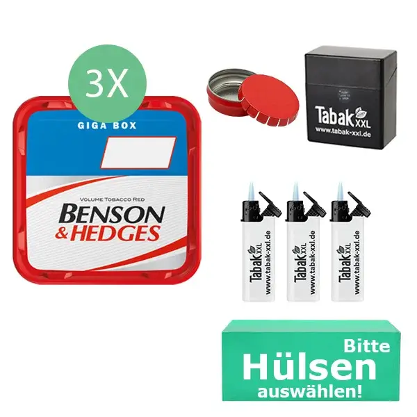 Benson & Hedges Tabak 3 x Giga Box mit Filterhülsen und Etui