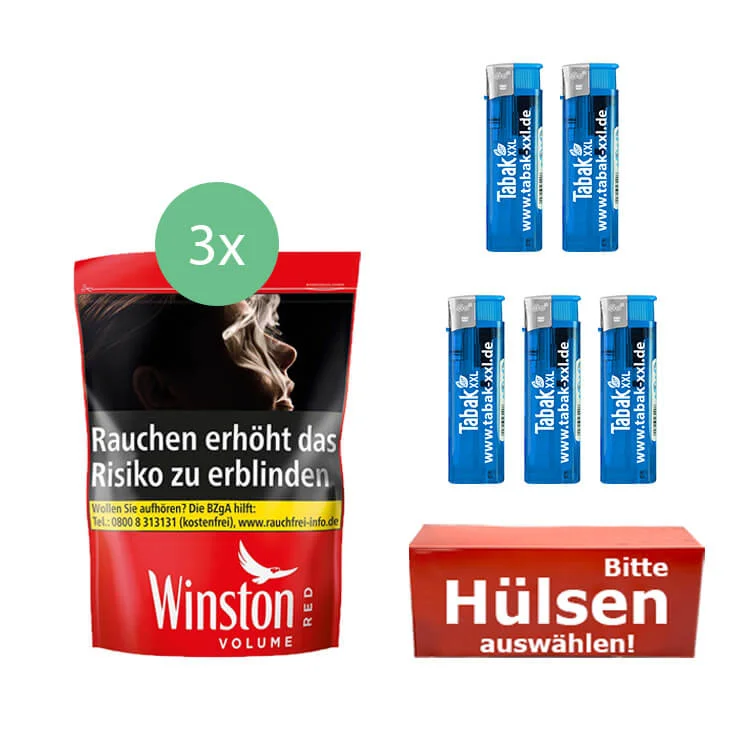 Winston Tabak Red 3 x Beutel mit wählbaren Hülsen Winston Tabak Red 3 x Beutel mit wählbaren Hülsen